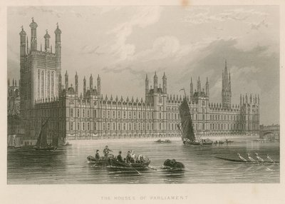 De Parlementsgebouwen, Palace of Westminster, Londen door English School