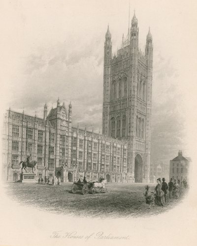 De Houses of Parliament, Westminster, Londen door English School