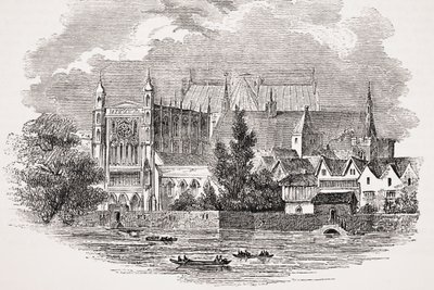 De huizen van het parlement vanaf de rivier in de tijd van John Hampden, uit 