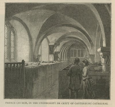De Hugenoten in Engeland: Franse kerk in de crypte van de kathedraal van Canterbury door English School