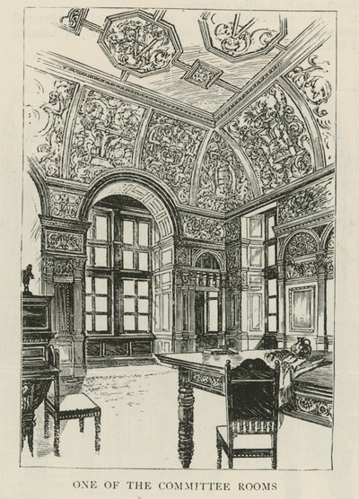 Het Imperial Institute: Een van de commissiekamers door English School