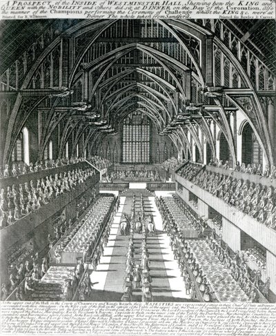 Het interieur van Westminster Hall door English School