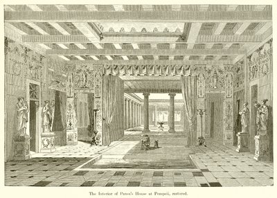 Het interieur van het huis van Pansa in Pompeii, hersteld door English School