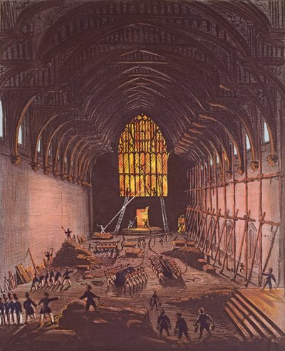 Het Interieur van Westminster Hall, 1834 door English School