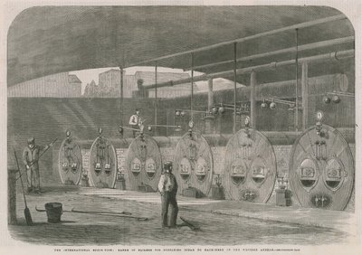 De Internationale Tentoonstelling; Reeks ketels voor het leveren van stoom aan machines in de Westelijke Annexe door English School