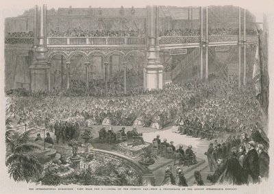 De Internationale Tentoonstelling; Uitzicht vanaf het orkest op de openingsdag door English School