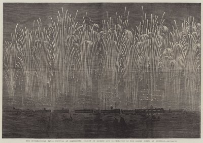 Het Internationale Marinefestival in Portsmouth, Vuurpijlen en Verlichting van de Geallieerde Vloten bij Spithead door English School