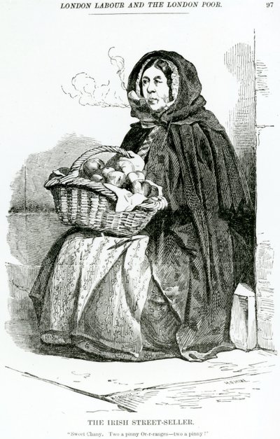 De Ierse Straatverkoper, c.1840 door English School