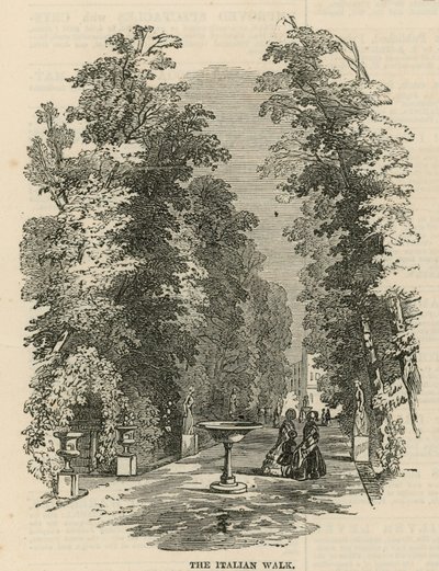 De Italiaanse Wandelgang in Vauxhall Gardens door English School