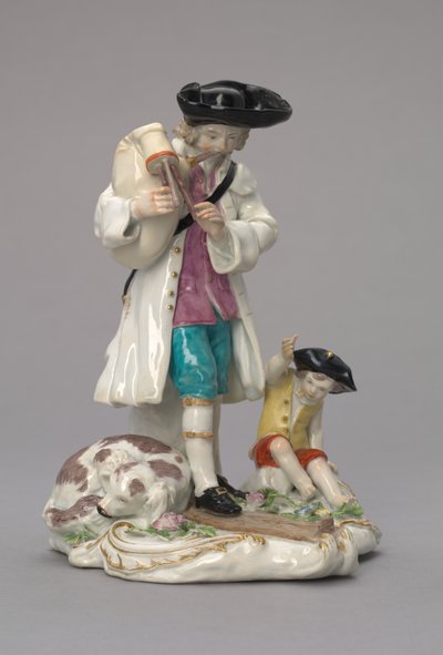 De rondreizende muzikant, vervaardigd door Chelsea Porcelain Factory, Engeland, ca. 1756 door English School