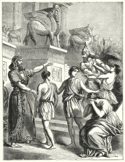 De Joden in Babylon (gravure) door English School