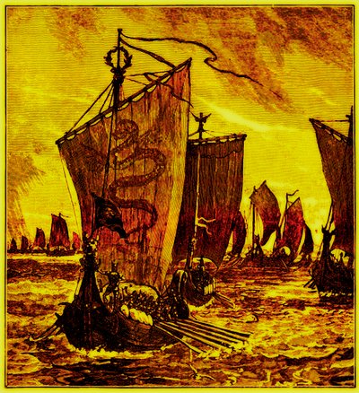 De Kiel van de Noormannen, illustratie voor History of England door H. O. Arnold-Forster, gepubliceerd 1897 door English School