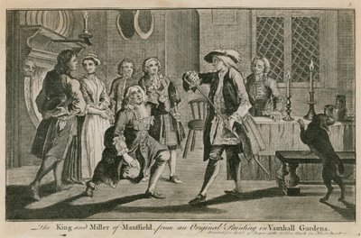 De koning en de molenaar van Mansfield naar een origineel schilderij in Vauxhall Gardens, Londen door English School