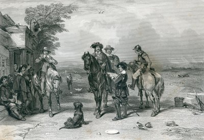 De Koning op zijn reis naar de Schotten, gegraveerd door Frederick. T. Heath door English School