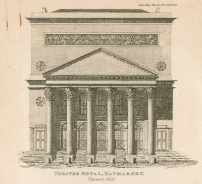 Het Kings Theater, Haymarket, Londen, geopend in 1821 door English School