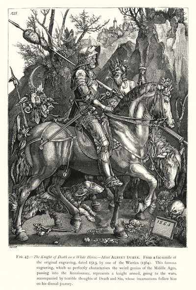 De ridder van de dood op een wit paard door English School