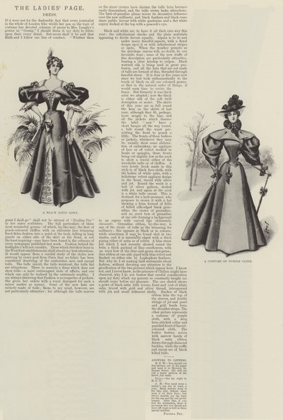 De damespagina, kleding (litho) door English School