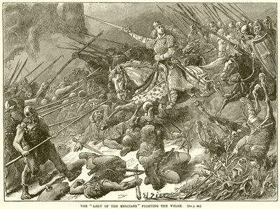 De Dame van de Mercians vecht tegen de Welsh door English School