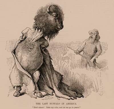 De laatste buffel in Amerika (gravure) door English School