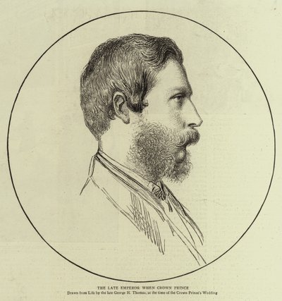 De overleden keizer als kroonprins (gravure) door English School