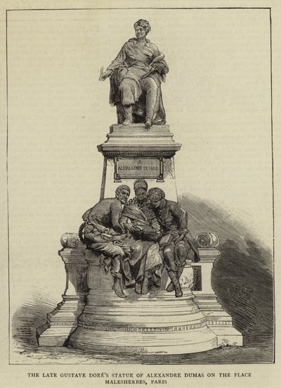 Het standbeeld van Alexandre Dumas door de overleden Gustave Doré op de Place Malesherbes, Parijs door English School