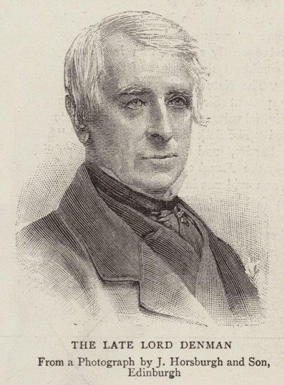 De overleden Lord Denman (gravure) door English School