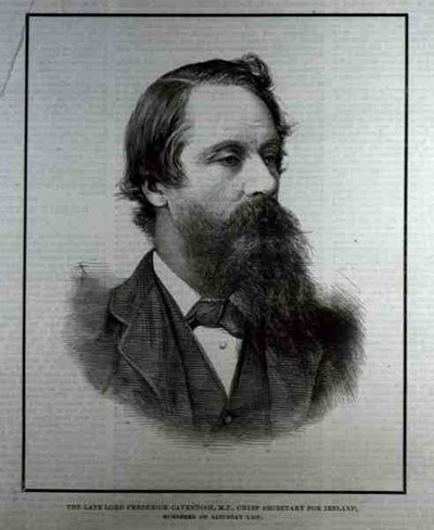 De overleden Lord Frederick Cavendish (1836-82), M.P., hoofdsecretaris voor Ierland door English School