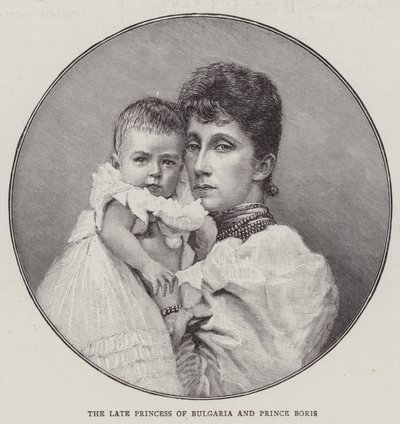 De Wijlen Prinses van Bulgarije en Prins Boris (gravure) door English School