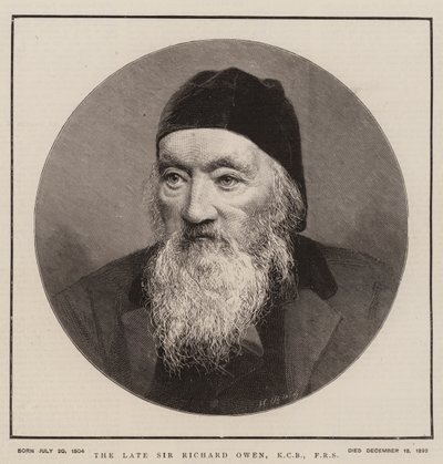 De overleden Sir Richard Owen, KCB, FRS (gravure) door English School