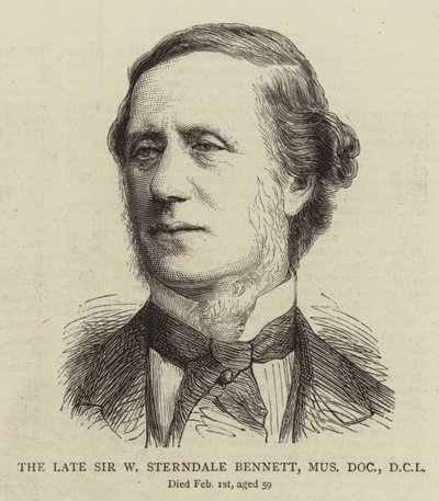 De overleden Sir W Sterndale Bennett, Mus Doc, DCL (gravure) door English School