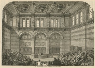 Het collegezaal, Universiteit van Londen, Burlington Gardens door English School