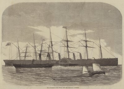 De Leviathan onder stoom, met de Himalaya ernaast (gravure) door English School