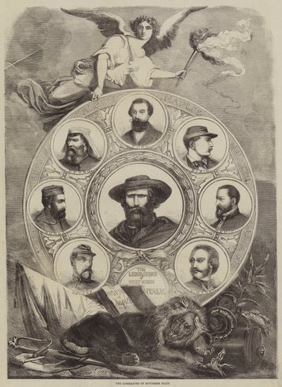 De bevrijders van Zuid-Italië (gravure) door English School