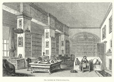 De bibliotheek in Edgeworthstown (gravure) door English School