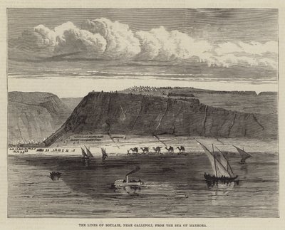De linies van Boulair, nabij Gallipoli, vanaf de Zee van Marmara door English School