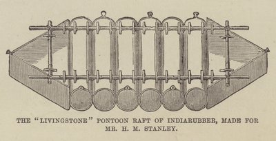 De "Livingstone" pontonvlot van rubber, gemaakt voor Mr H M Stanley door English School