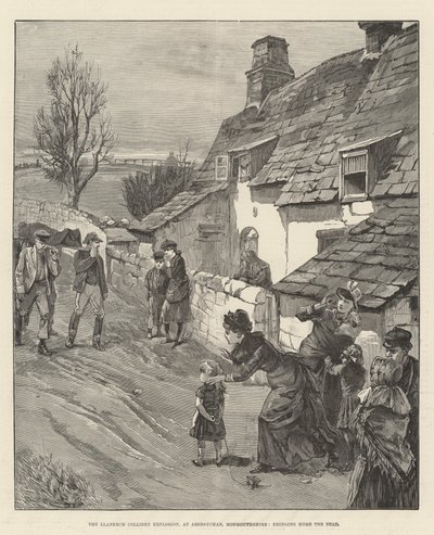 De Llanerch Mijnexplosie, bij Abersychan, Monmouthshire, het Thuisbrengen van de Doden door English School