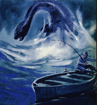 Het Monster van Loch Ness valt een visser aan door English School