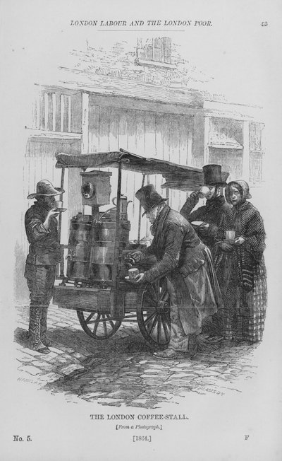 Het Londense Koffiestalletje (gravure) door English School