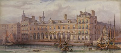 De Londense Vismarkt bij Billingsgate, 20 juli 1877 door English School