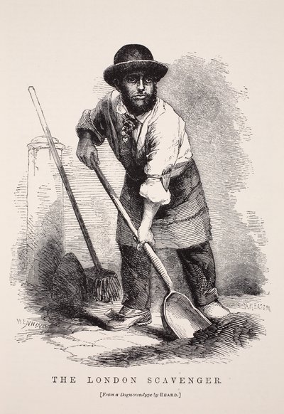 De Londense Vuilnisman, naar een daguerreotype door Richard Beard, illustratie uit London Labour and London Poor door Henry Mayhew, pub. 1862 door English School