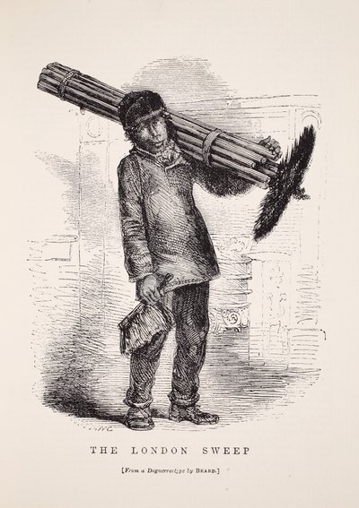 De Londense Schoorsteenveger, naar de daguerreotype door Richard Beard, illustratie uit London Labour and London Poor door Henry Mayhew, pub. 1862 door English School