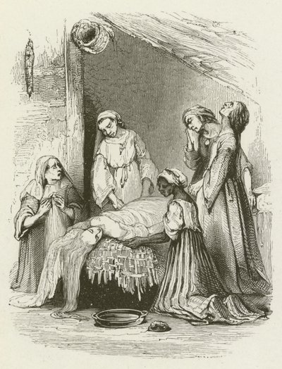 De Malabar-vrouwen wassen het lichaam van Virginia door English School