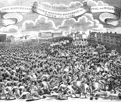 De Manchester Reform Meeting uiteengedreven door burgerlijke en militaire macht, 16 augustus 1819 door English School