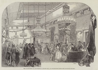 Het Kostuumbal van de Markiezin van Londonderry, in Holdernesse House, de Beeldengalerij door English School
