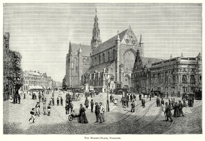 De Markt, Haarlem (gravure) door English School
