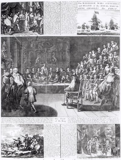 Het huwelijk, de oorlogen, het lijden en de dood van de koninklijke martelaar, koning Karel de Eerste, gedrukt door Henry Overton en J. Hoole door English School