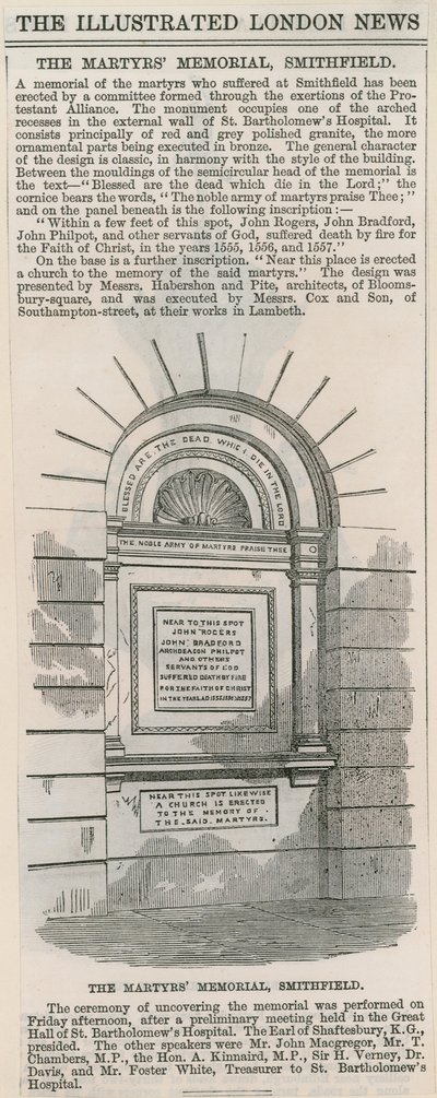 Het Martelarenmonument, Smithfield door English School