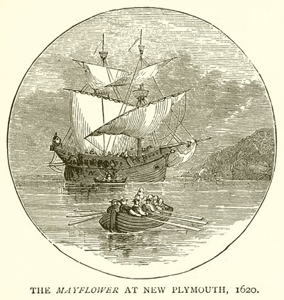 De Mayflower bij New Plymouth, 1620 door English School