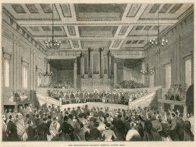 De Metropolitan Drapers bijeenkomst in Exeter Hall, Londen door English School